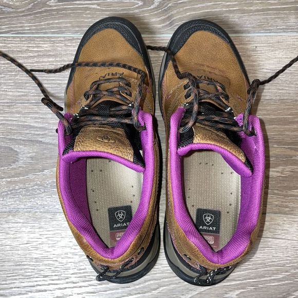 Ariat Terrain Pro H20 Women’s Size 9.5B Purple Brown Leather Trail Hiking Boot - Picture 5 of 12